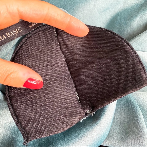 🎄 ZARA SAGE PADDED SHOULDER PEARL RUFFLE DETAIL LOOSE MINI DRESS! - Picture 10 of 16